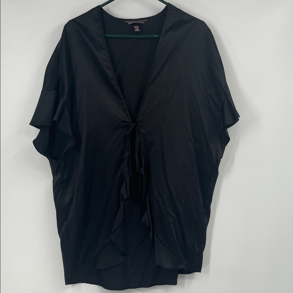 Victorias Secret Black Ruffle Robe One Size
